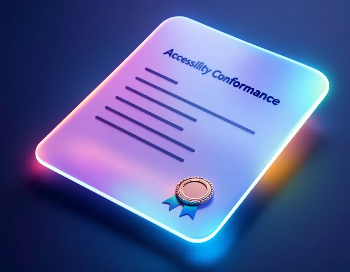 Un documento di Accessibility Conformance Report con tabelle di conformità e loghi degli standard.